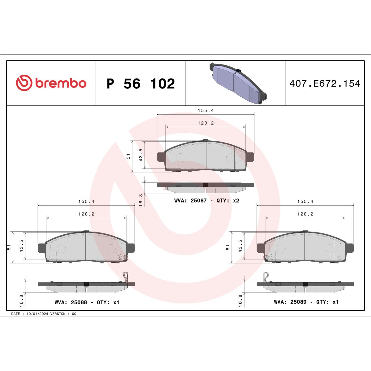 Jarrupalat, levyjarru BREMBO P 56 102