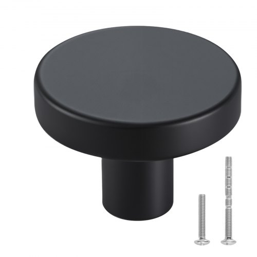 VEVOR Cabinet Knobs, 10 Pack, 32 mm Black Zinc Alloy Drawer Pulls & Door Handles, Mushroom Kitchen Solid Knobs Dresser Handles, Cupboard Hardware with Screws for Bathroom Closet Cabinets and Drawers