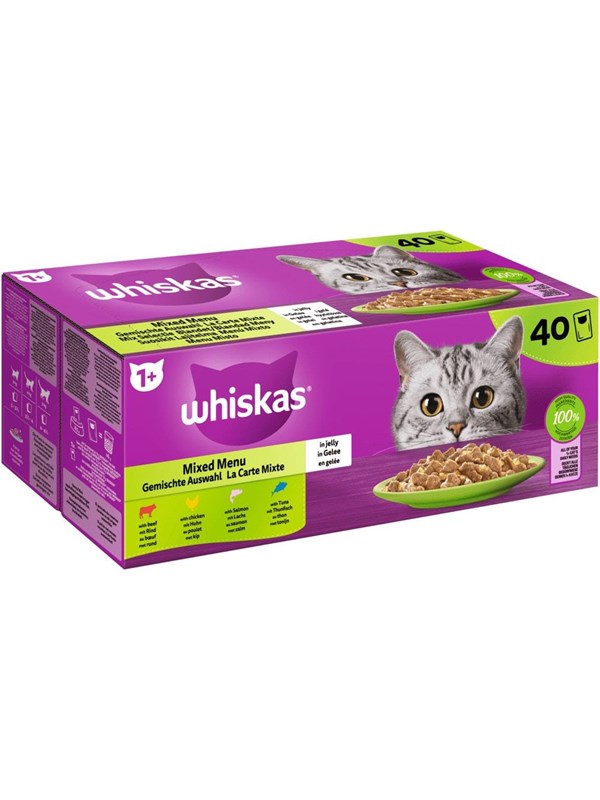 WHISKAS Sekalaiset maut hyytelössä kissoille40x85g