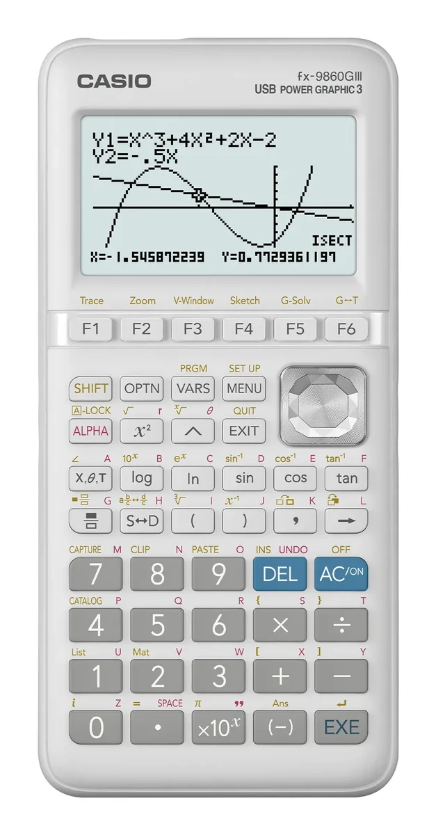 Casio FX-9860GIII, Tasku, Graafinen laskin, Flash, USB-portti, Akku, Valkoinen