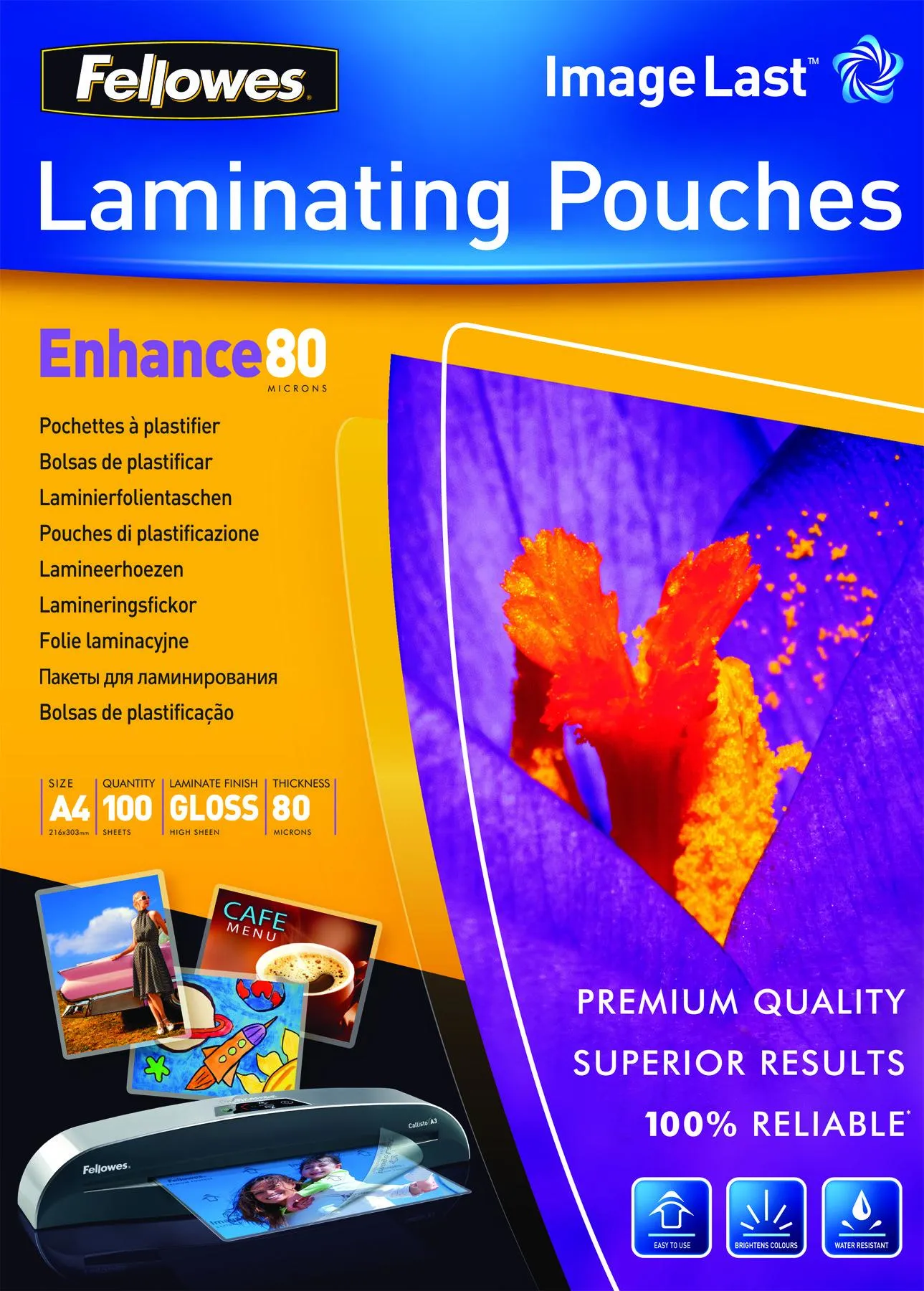 Fellowes Laminating Pouches Enhance 80 Micron 100 pcs.