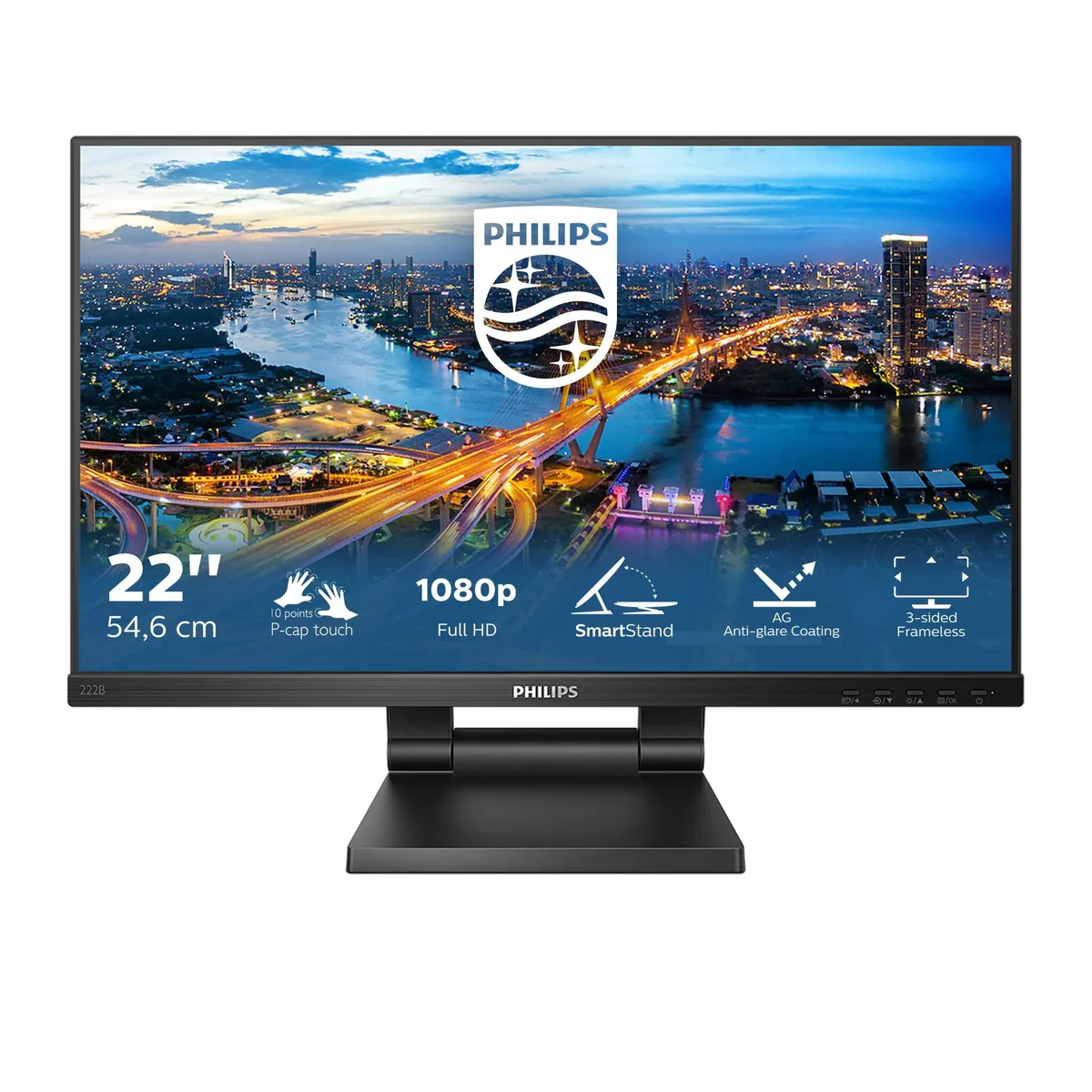 Philips B Line 222B1TC 21.5" Full HD, IPS -näyttö, kosketusnäyttö, USB hub