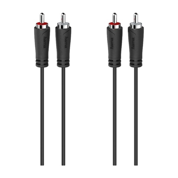 Hama 2x RCA kullattu -audiokaapeli, 1,5 m, musta