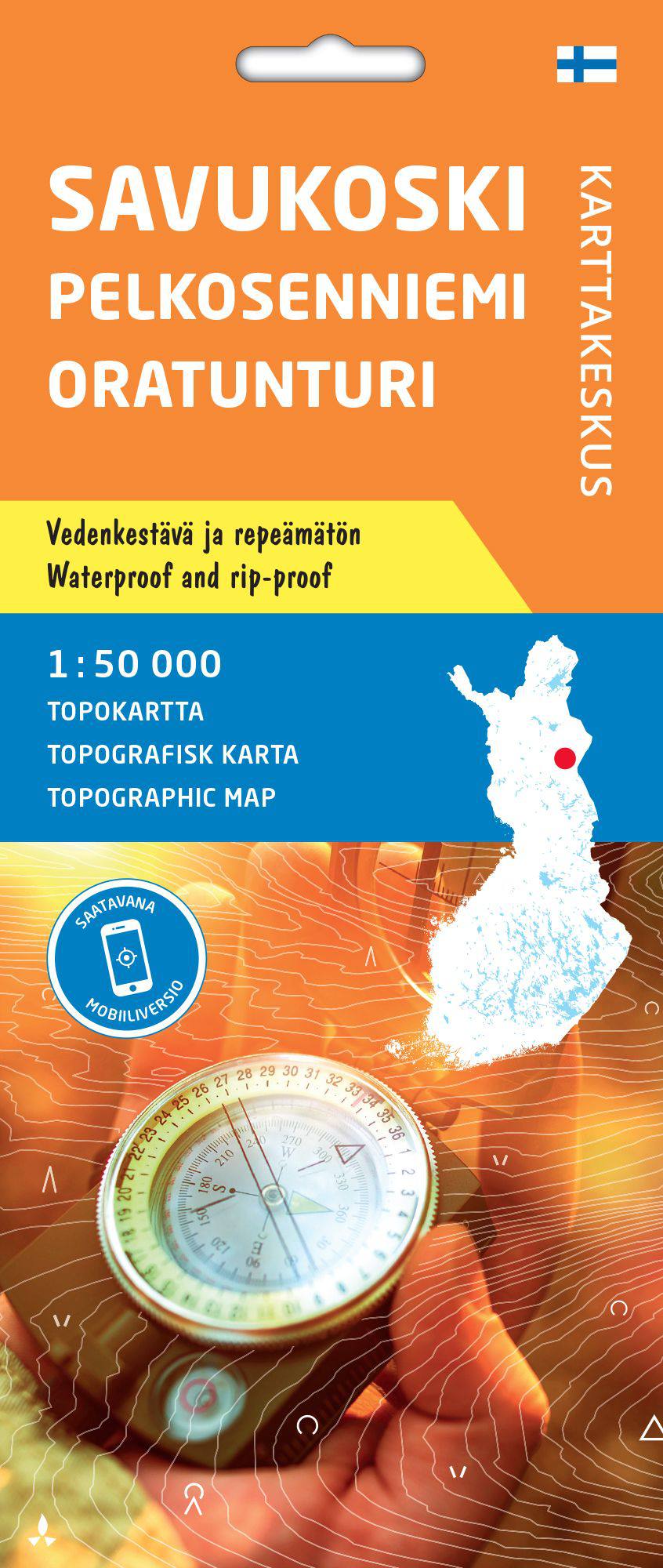 Karttakeskus Savukoski Pelkosenniemi Oratunturi retkeilykartta, suomi