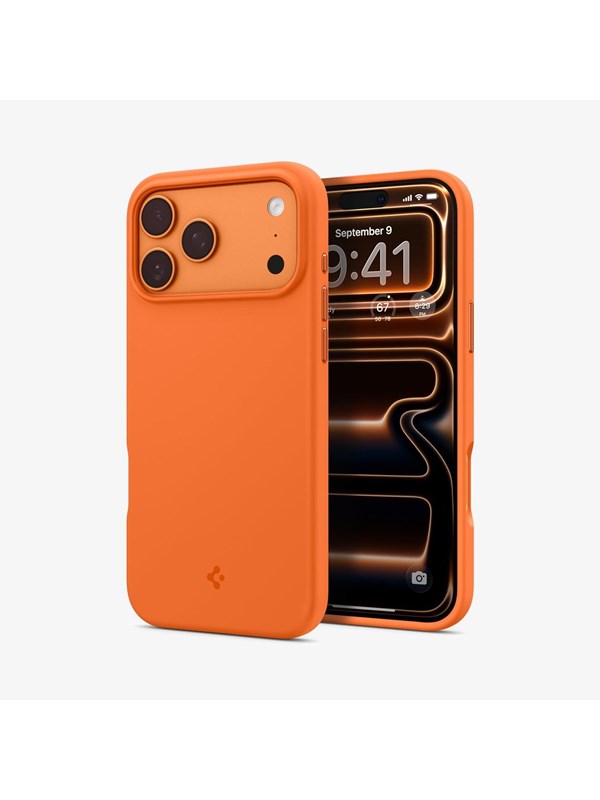 Spigen Silicone Fit (Mag Fit), Suojus, Apple, iPhone 17 Pro Max, 17,5 cm (6.9), Oranssi