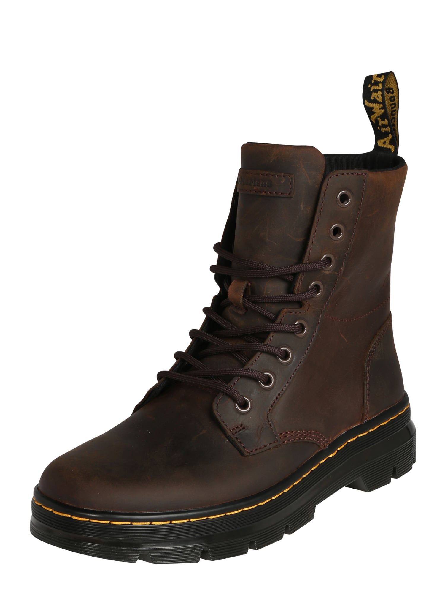 Dr. Martens Nauhasaappaat 'Combs' tummanruskea / keltainen