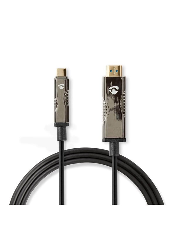 Nedis AOC USB-kaapeli | USB-CTM Uros | HDMITM liitin | 18 Gbps | 20.0 m | Pyöreä | PVC | Musta | Pakkaus