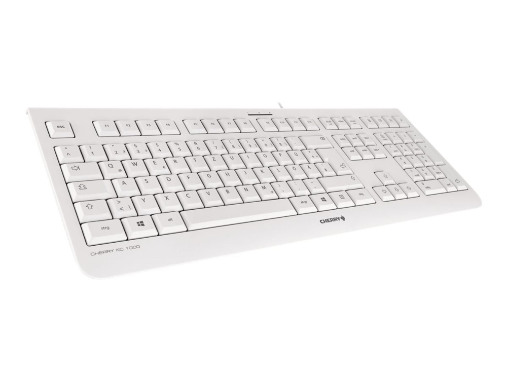 CHERRY KC 1000, Täysikokoinen (100 %), Langallinen, USB, QWERTY, Harmaa