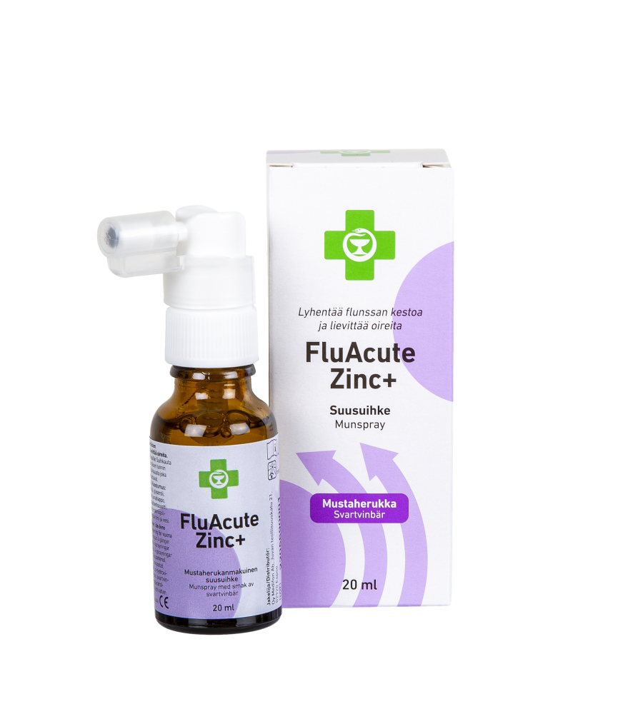 APTEEKKI FluAcute Zinc+ mustaherukka 20 ml sinkkisuihke