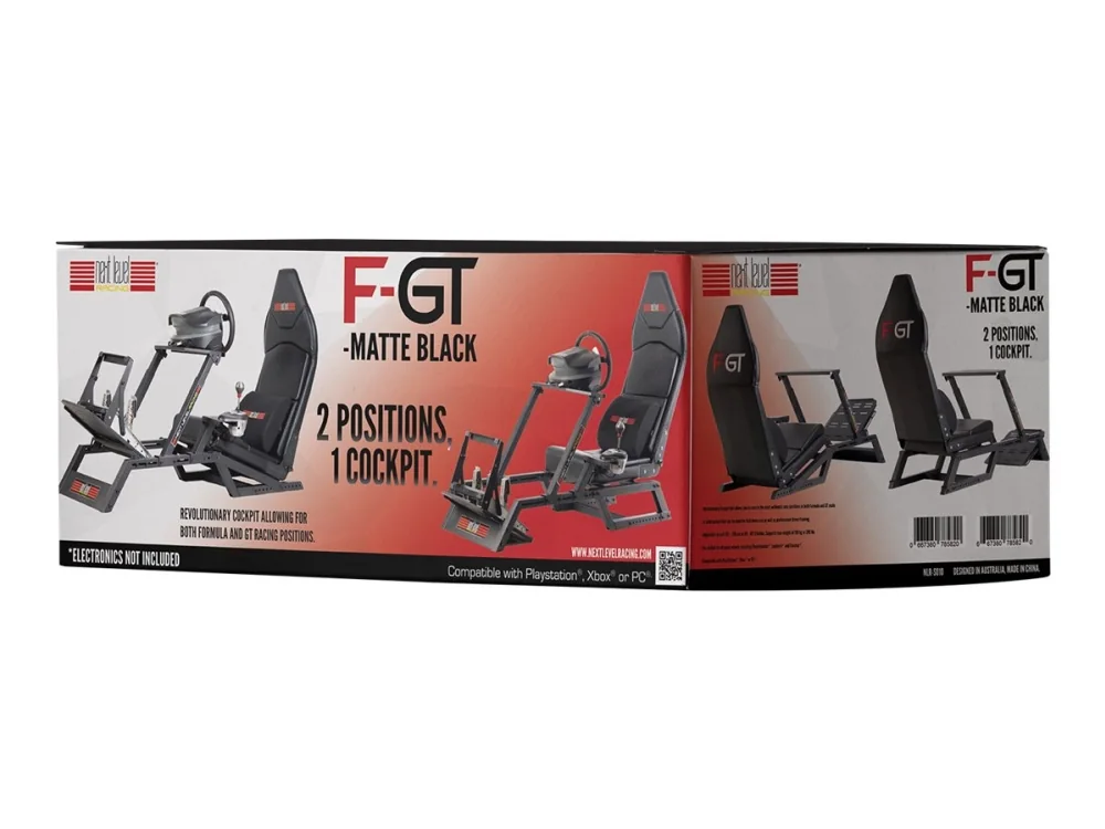 Next Level Racing F-GT, Racingstol, 130 kg, 120 cm, 210 cm, Svart, Röd, Metall, Gummi
