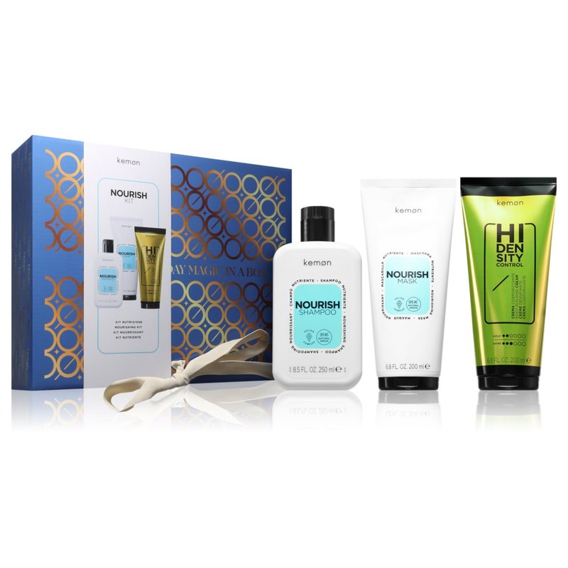 Kemon Nourish Kit -setti (shampoo/200ml + hoitoaine/250ml + naamio/200ml)