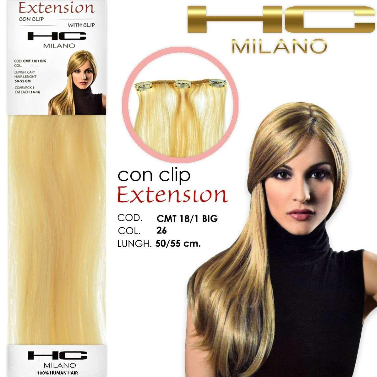 Hc milano pidennys 3 remy klipsiä leveys 14-16cm pituus 50cm col.26 ultra light blond 11.0