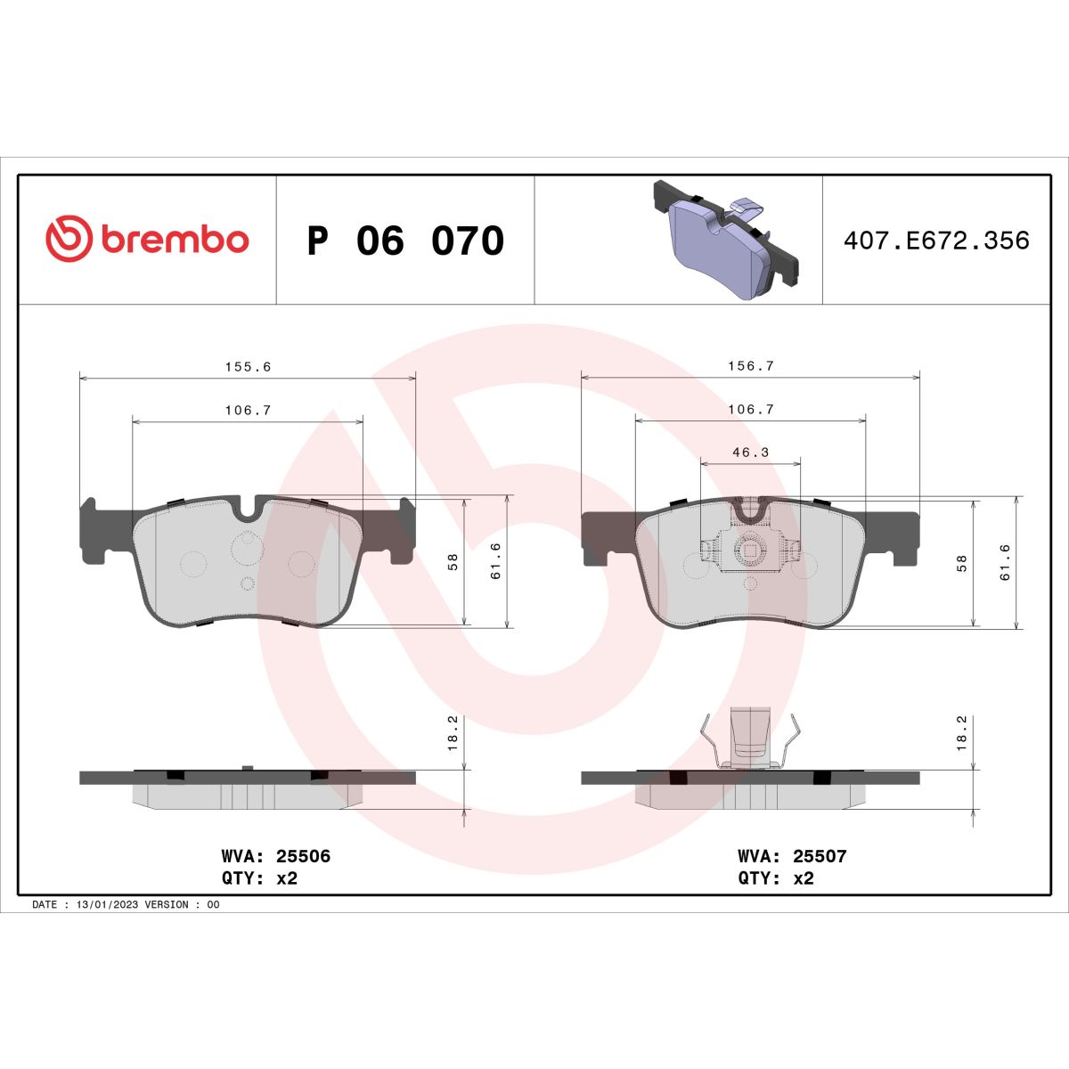 Jarrupalat, levyjarru BREMBO P 06 070X