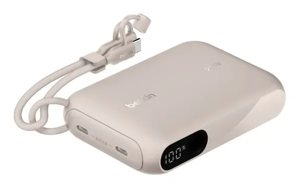Belkin BoostCharge 10K with Display 10000mAh, 20W -varavirtalähde, Hiekka