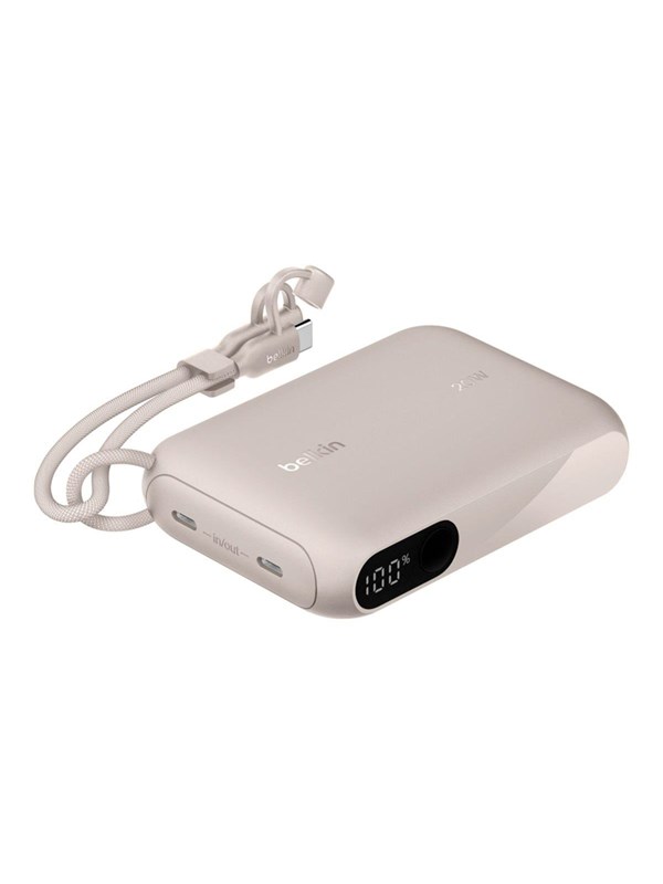 Belkin BoostCharge 10K with Display 10000mAh, 20W -varavirtalähde, Hiekka