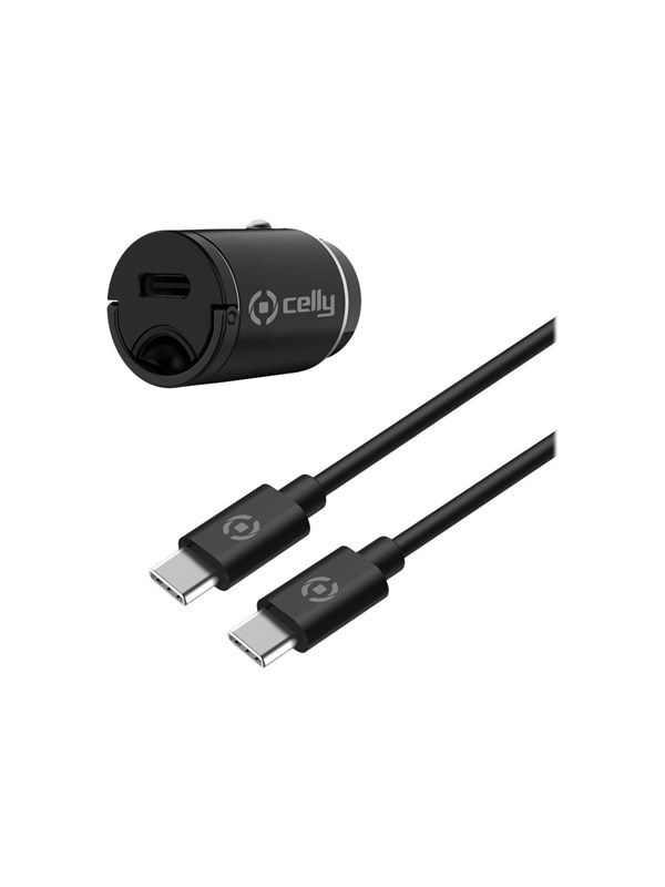Celly Billaddare Mini USB-C PD 20W + USB-C till USB-C-kabel