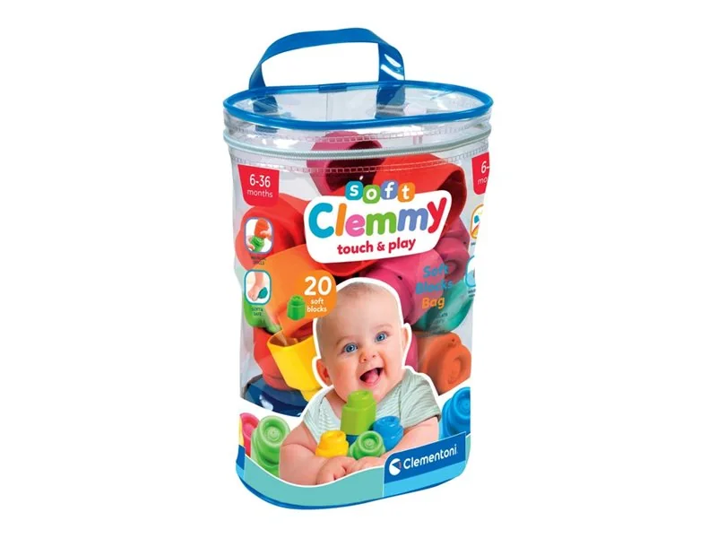 Clementoni Baby Soft Clemmy Blocks with Storage Bag 20pcs.