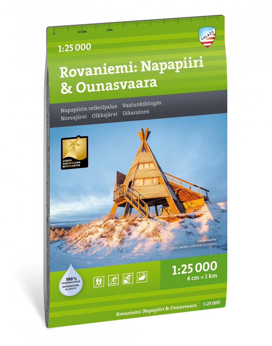Calazo Rovaniemi: Napapiiri & Ounasvaara suomi-retkeilykartta