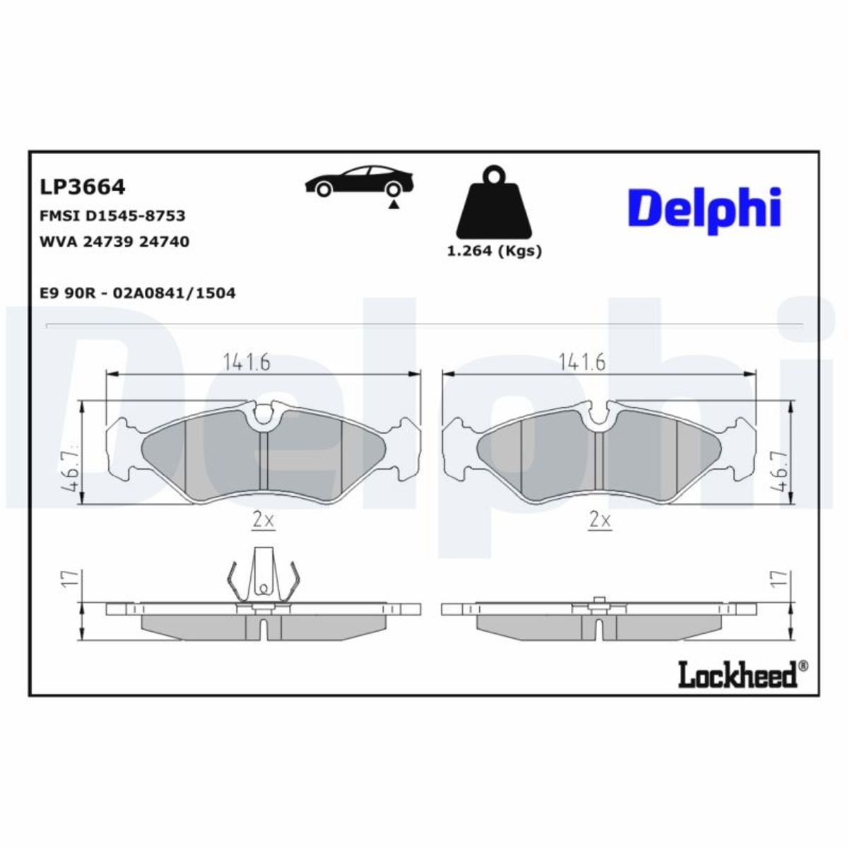 Jarrupalat, levyjarru DELPHI LP3664