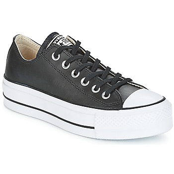CONVERSE Matalavartiset tennarit 'CHUCK TAYLOR ALL STAR LIFT PLATFORM LEATHER' musta / valkoinen