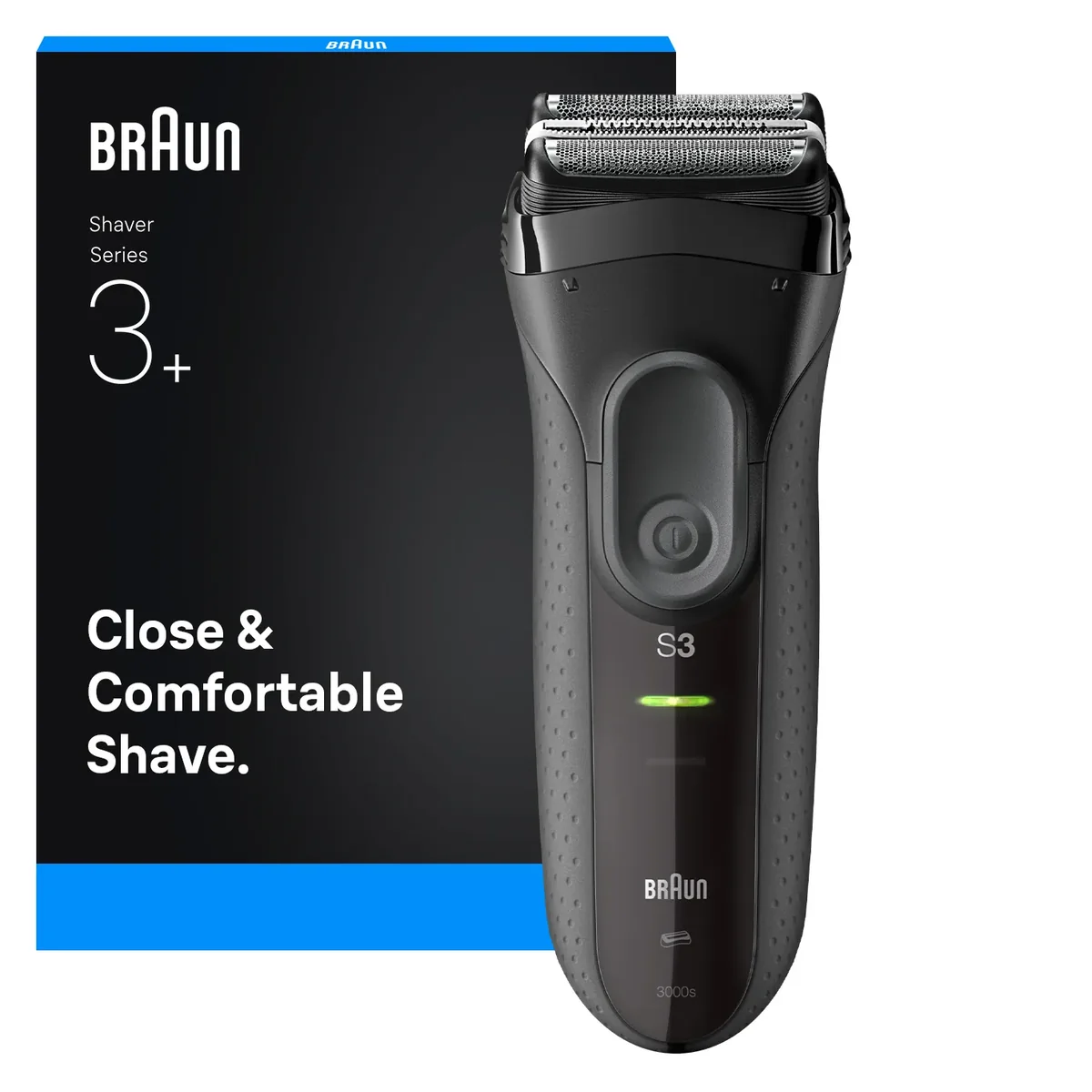 Braun Serie 3 3000S, Teräverkollinen parranajokone, Harmaa, Lataus, AC/Akku, Sisäänrakennettu akku, 30 min