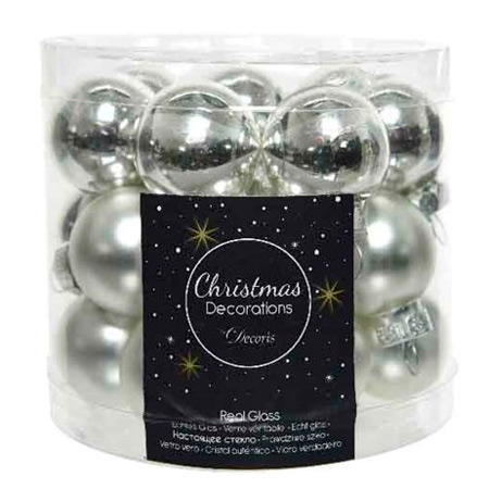 Decoris Season Silver Mini joulupallosetti - 24 kpl