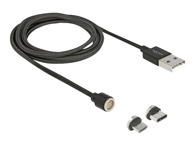 DeLOCK magneettinen USB-A – USB-C / Micro USB -kaapeli, 1,1 m, musta