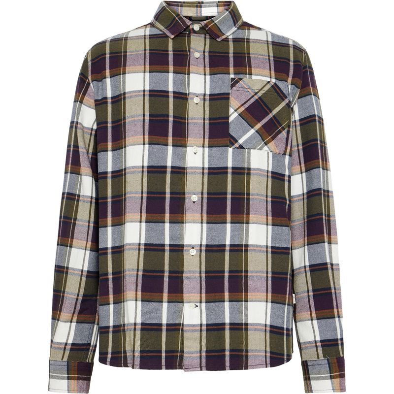 KnowledgeCotton Apparel Organic Cotton Checked Flannel Shirt GOTS Blue Check - S