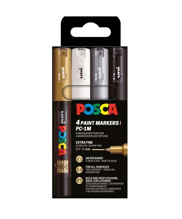 POSCA marker sæt PC-1M 4 farver g-s-s-h