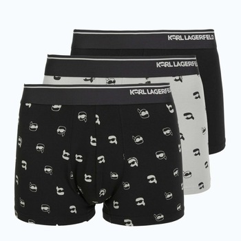 Karl Lagerfeld Bokserishortsit 'Ikon' beigenharmaa / musta / offwhite