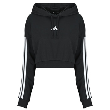 ADIDAS SPORTSWEAR Urheilullinen collegepaita 'ESSENTIALS 3-STRIPES FRENCH TERRY CROPPED' musta / valkoinen