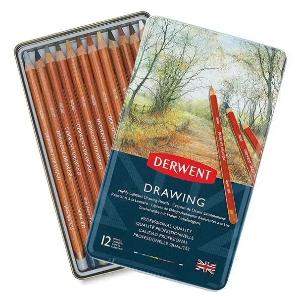 Derwent Drawing -piirrustuskynälajitelma, 12 kynää