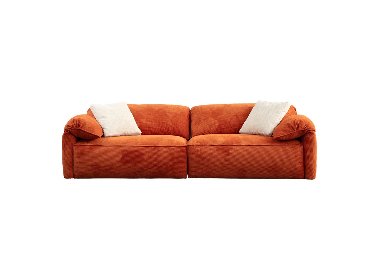 Norda Design Tyylikäs 3-paikkainen sohva, oranssi, 270 x 105 x 80 cm | Kestävä puu/lastulevyrunko, 100 % polyesteri | Mukava 28 DNS -vaahto ja murs...