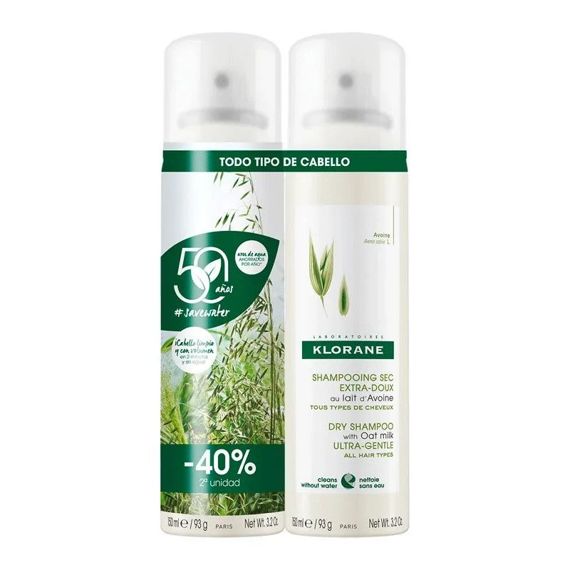 Klorane Kuivashampoo Duplo Kauramaidolla 2x150ml