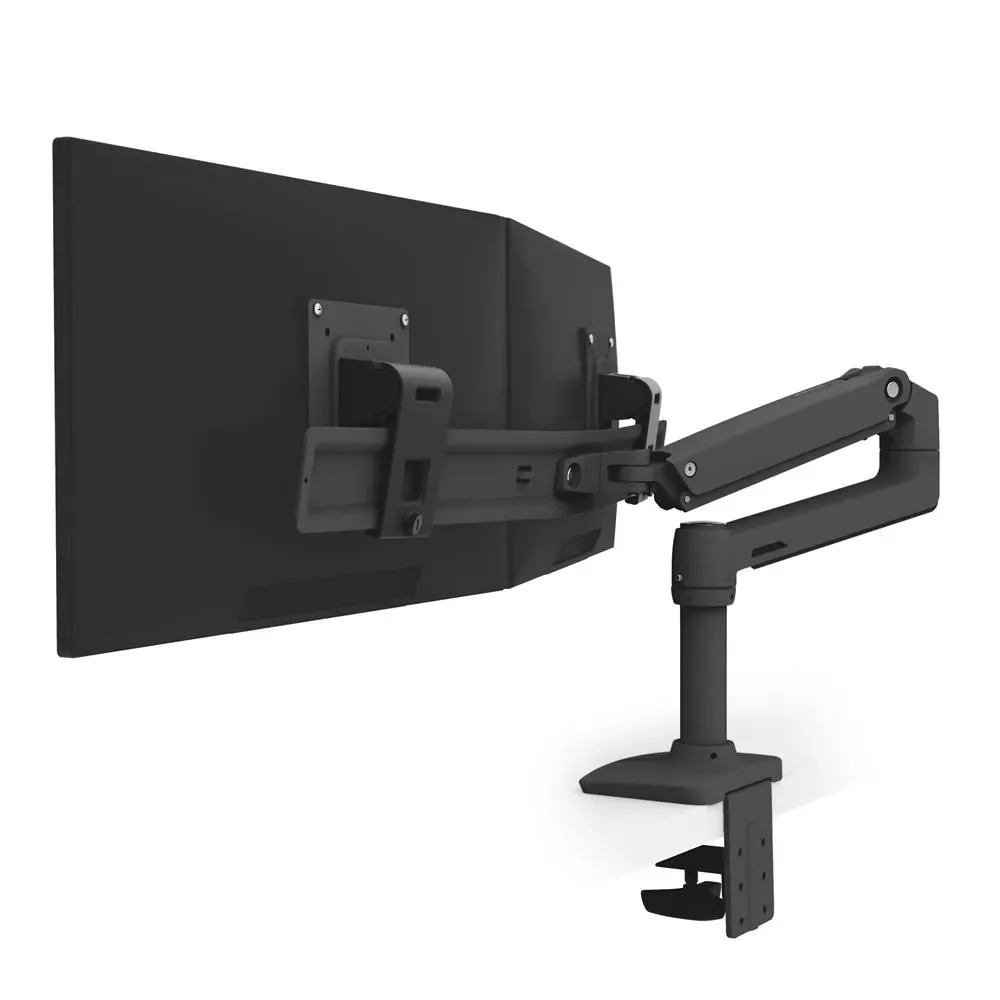 Ergotron LX Dual Direct -pöytäteline kahdelle näytölle jopa 25", kaasujousella, 10 kg, musta