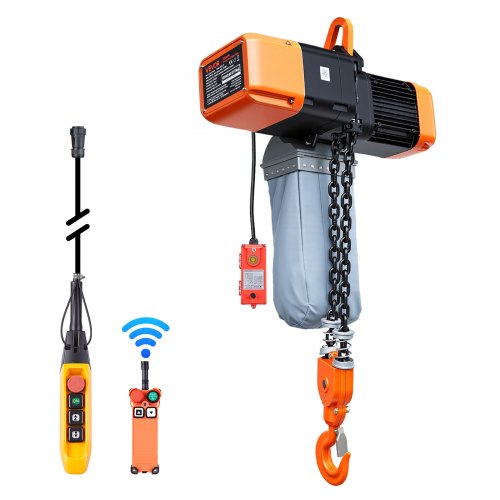VEVOR 5000 kg Electric Chain Hoist, 9.1 m Lifting Height, Three-Phase Overhead Crane with 100 m Wireless & 8.2 m Wired Remote Control, Double G100 Chain Hoist for Factories, Warehouses, Garages