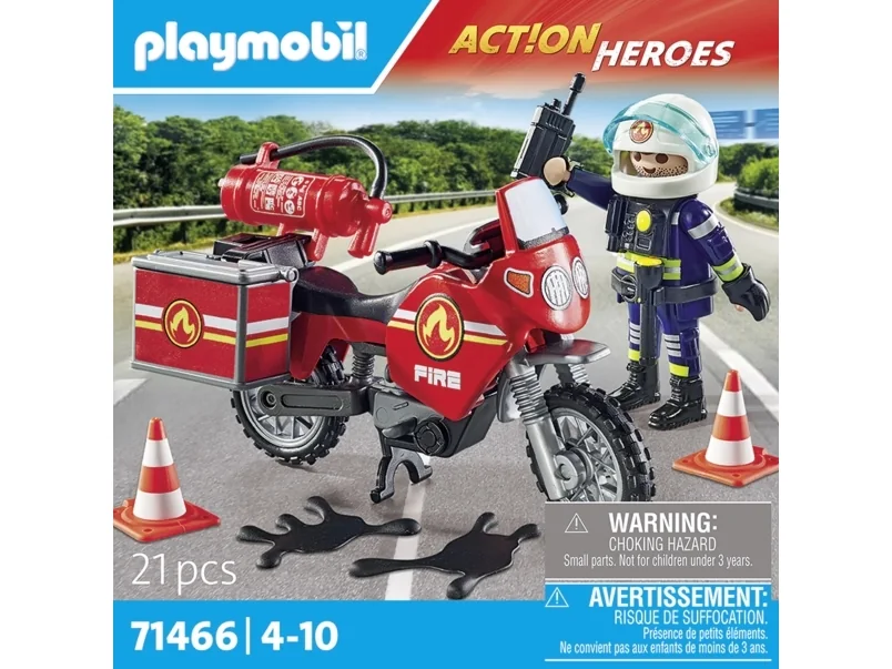 Playmobil Toiminta - Palomoottoripyörä ja öljyvuoto-onnettomuus