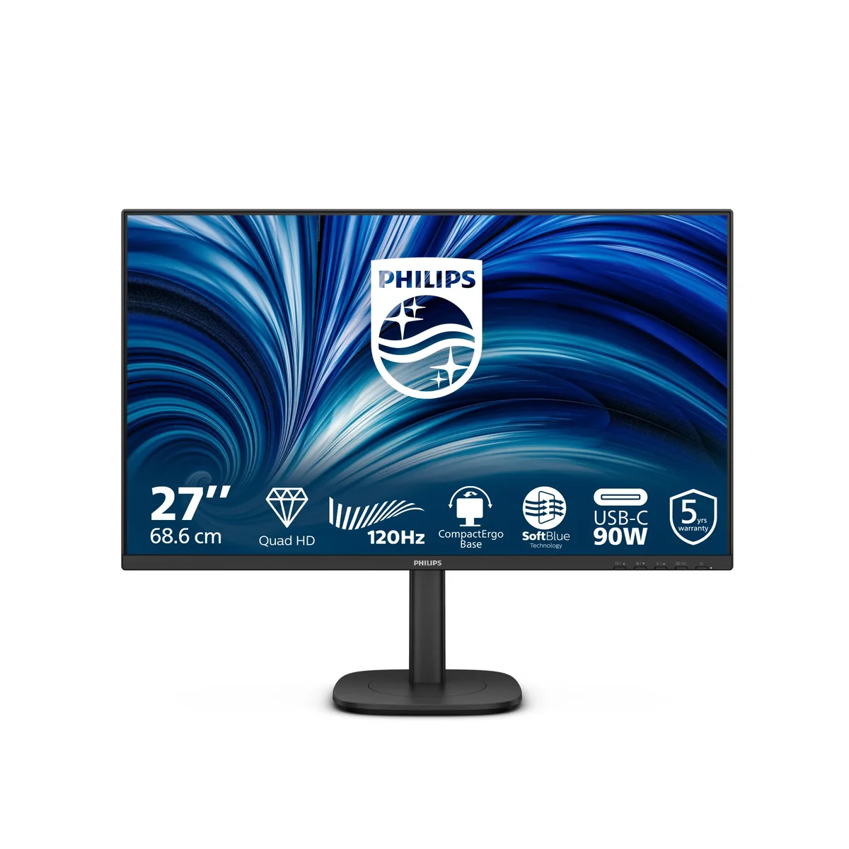 Philips 3000 series 27B2U3601/00, 68,6 cm (27), 2560 x 1440 pikseliä, Quad HD, LCD, 4 ms, Musta