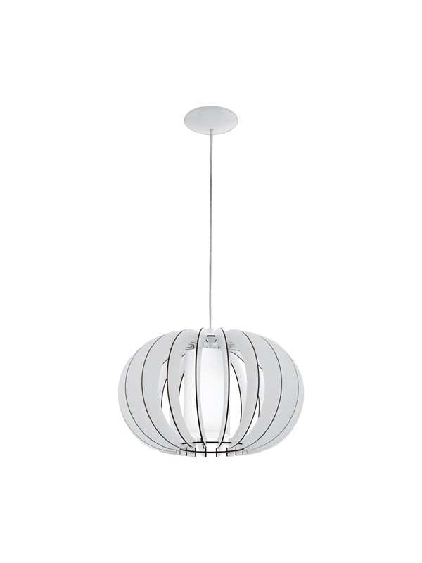 EGLO STELLATO 2 pendellampor i vit trä med opal glaskupa