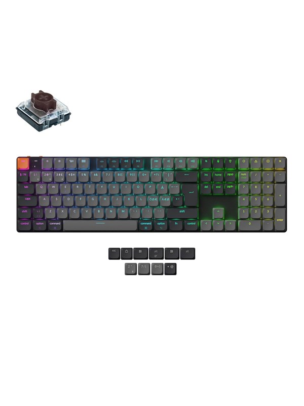 Keychron K5 v2 RGB QMK Wireless Hot Swap QMK - Low Profile 2.0 Brown - Pelinäppäimistö - Pohjoismainen - Musta