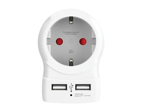 Skross 1500282 sovitin pistorasia USB:llä Valkoinen (1500282)