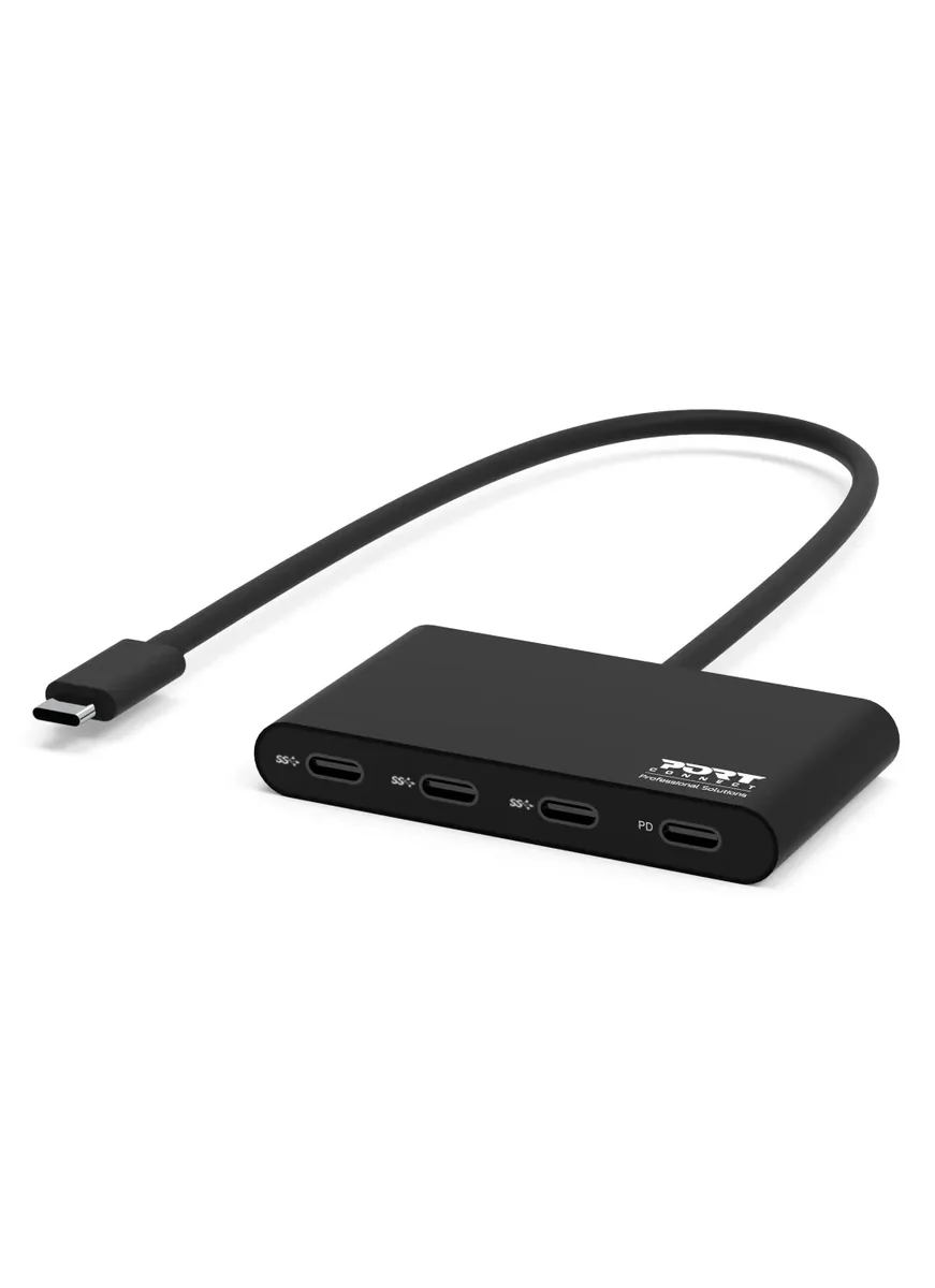 PORT Designs USB-C HUB 3 USB-C PORTS & 1 USB-C POWER DELIVERY USB hub - 4 porttia - USB 3.1 - Musta