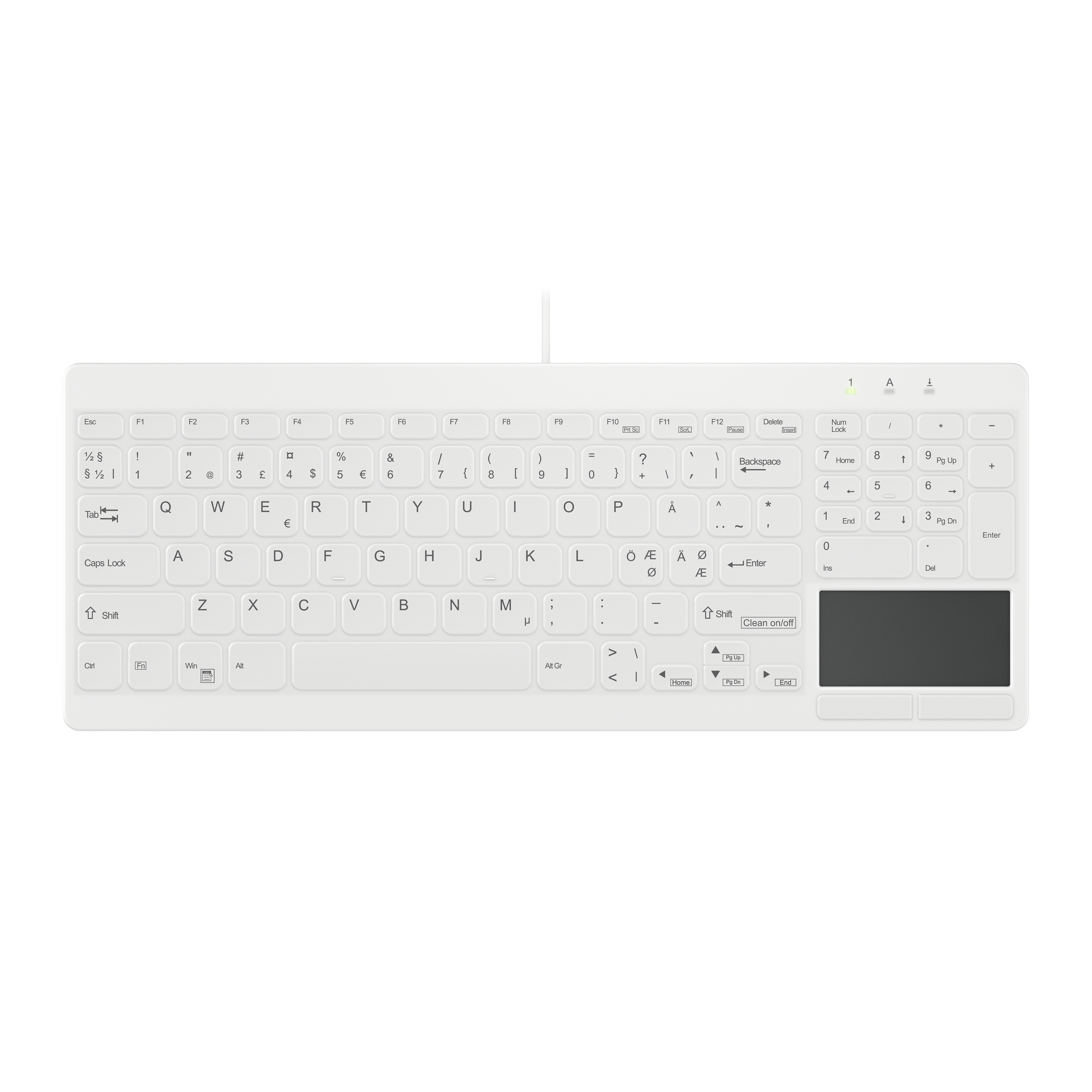 Contour Design Active Key Quickclean Medical Ip68 Touchpad Compact Langallinen Pohjoismainen Näppäimistö