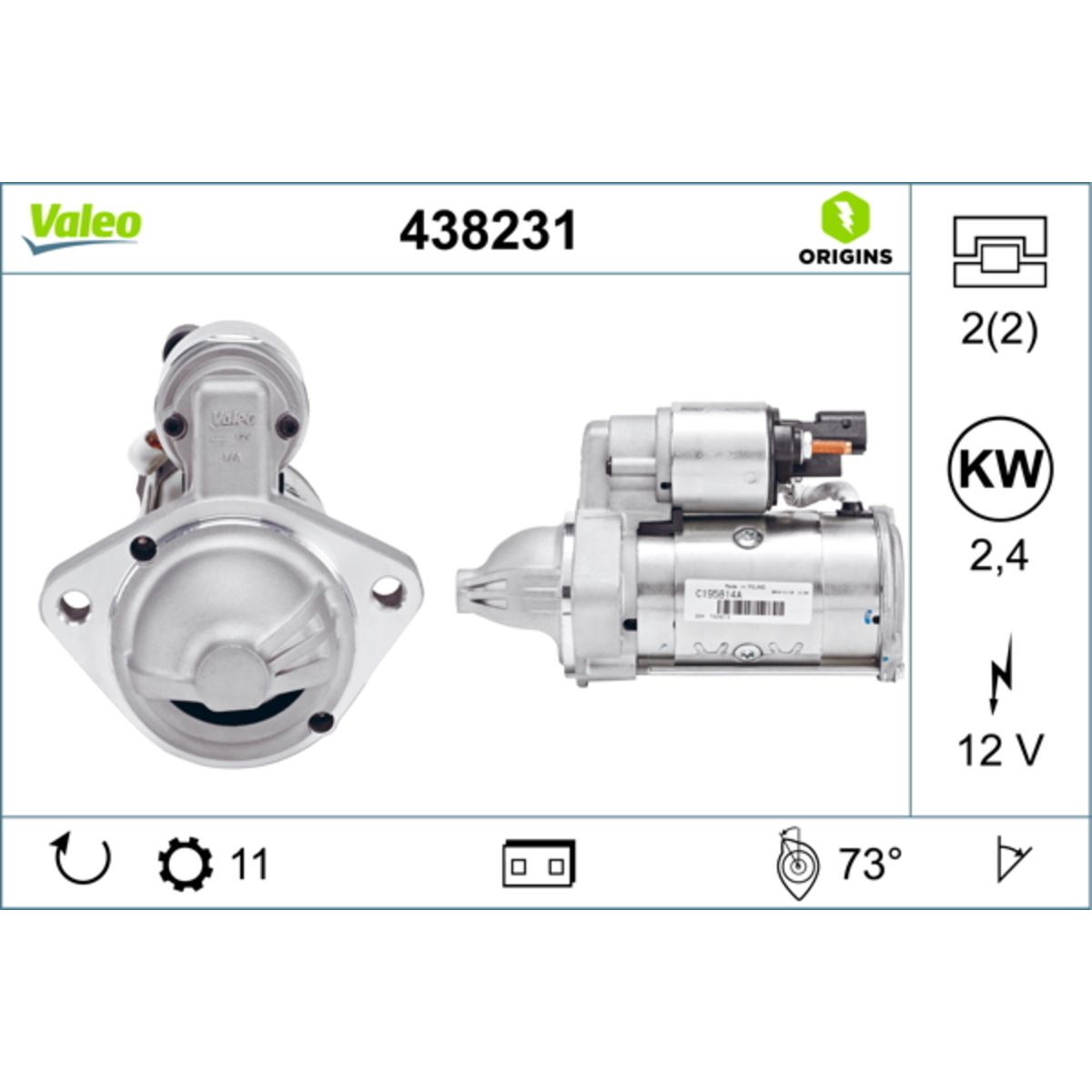 Käynnistysmoottori VALEO 438231