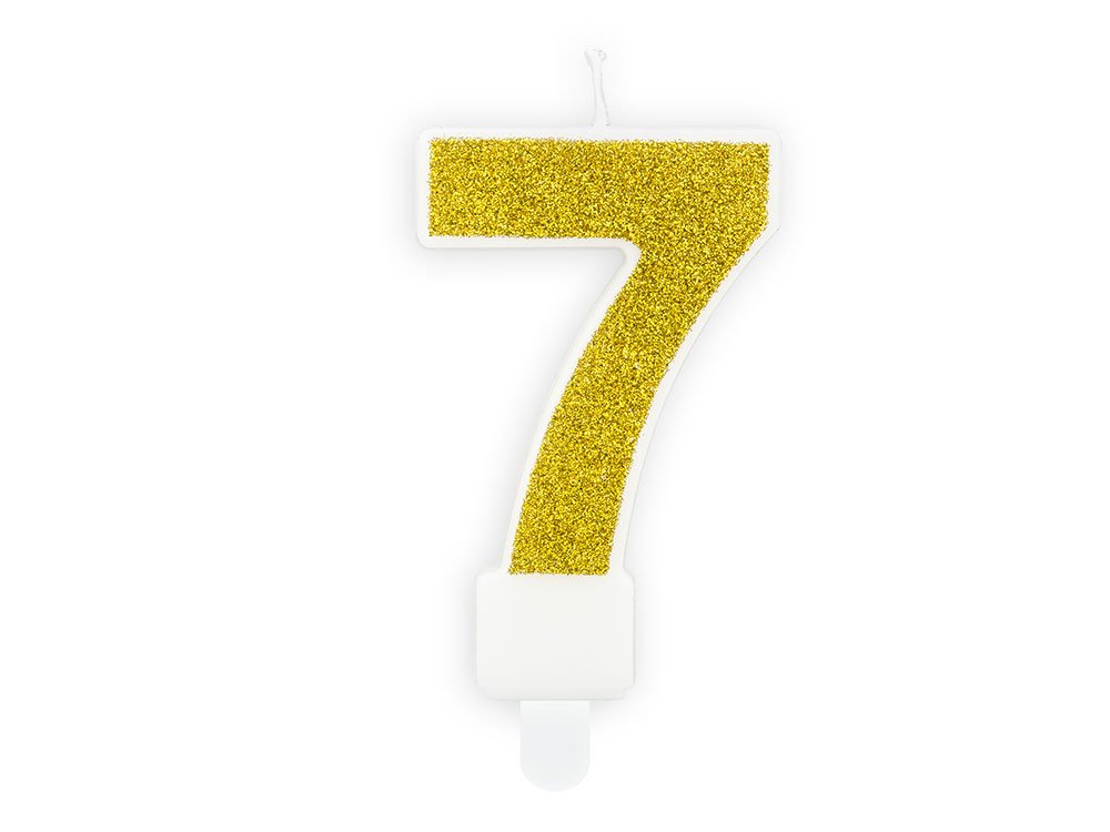 Kullanväriset Kakkukynttilät Numero Kimalle - Numero 7