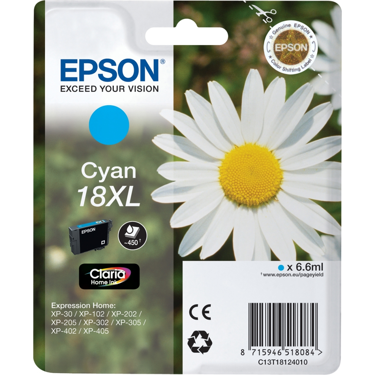 Epson Epson 18XL Mustepatruuna Cyan T1812 Vastaa: N/A