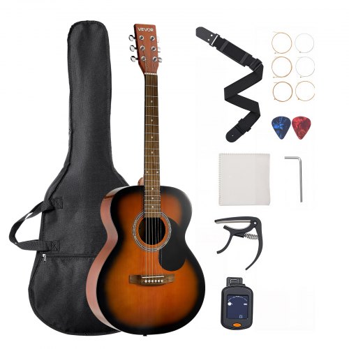 VEVOR 40 in / 1016 mm Dreadnought Acoustic Guitar Beginner Bundle Gig Bag Adult Sunburst