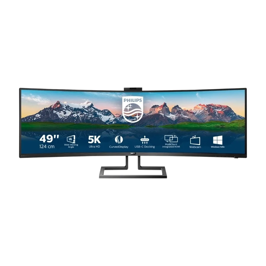 Philips Brilliance 499P9H 49" Dual QHD, VA -kaareva näyttö, USB-C hub