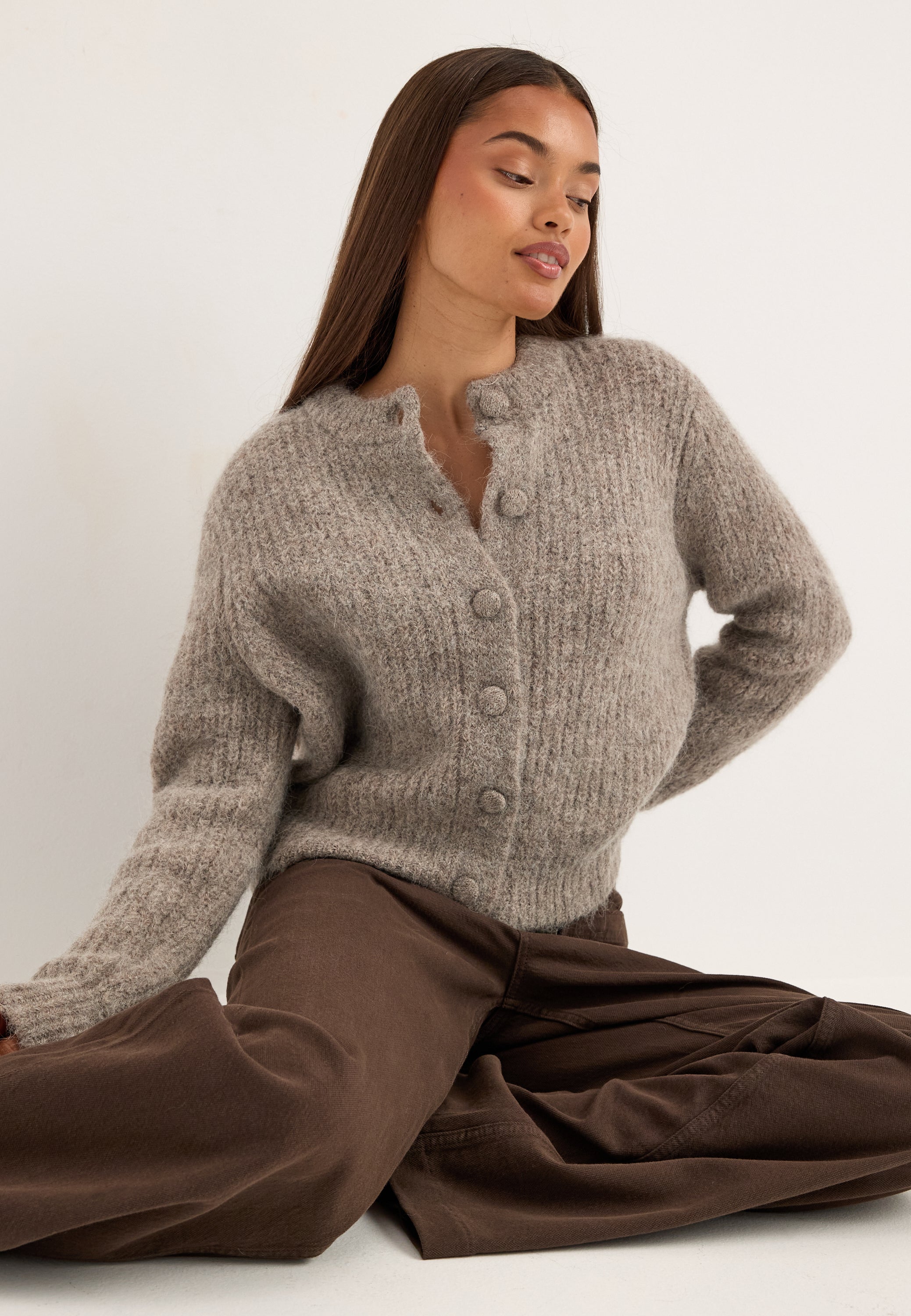 SELECTED Neuletakki 'GABRIELLA' taupe