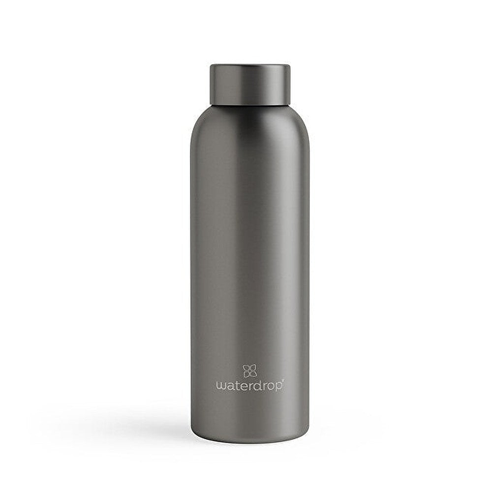 Waterdrop Termometalli ruostumattomasta teräksestä valmistettu vesipullo, hiilenvärinen, 600 ml
